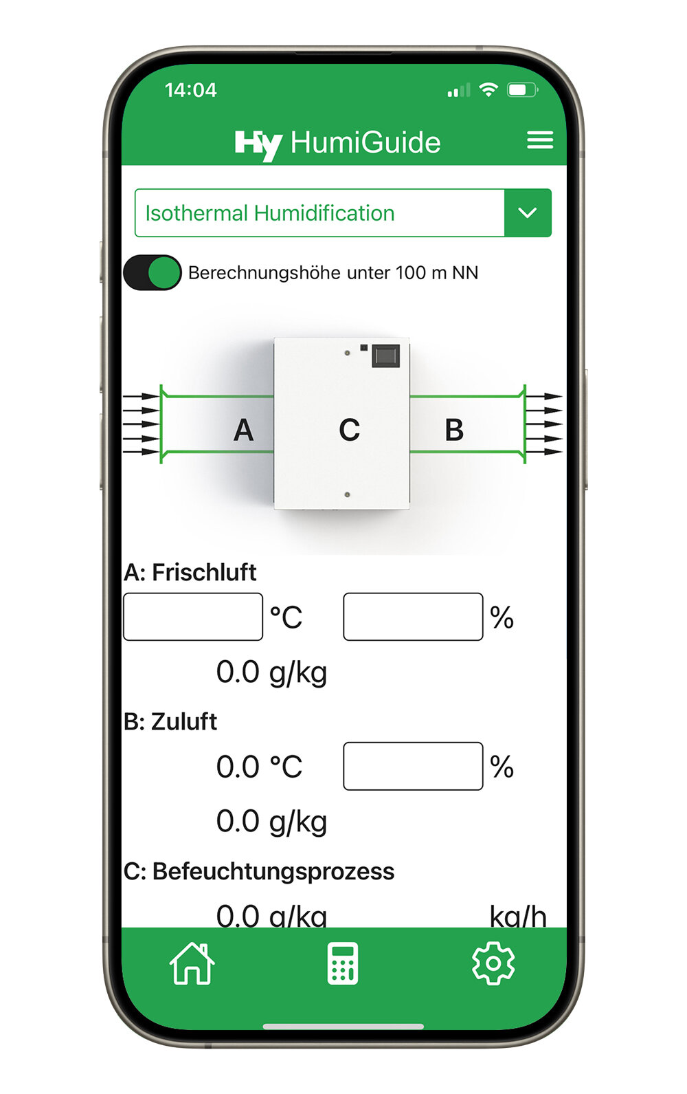 Berechnungen mit der HumiGuide Planer App