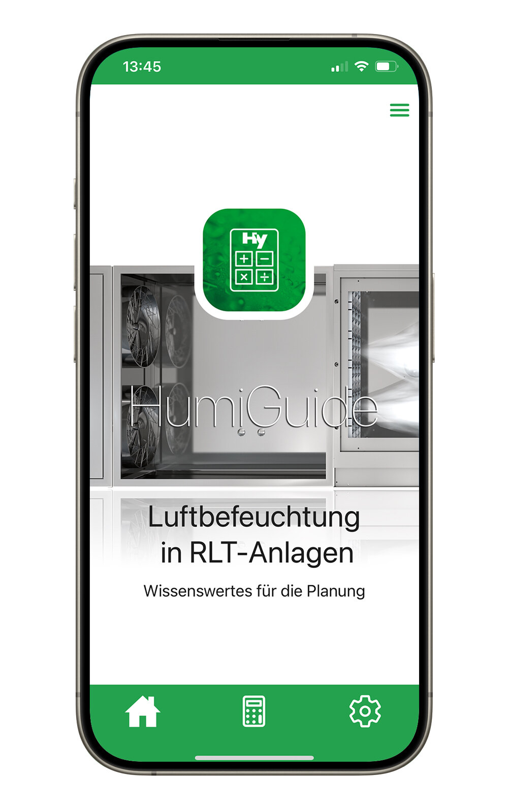 Startbildschirm der HumiGuide Planer App